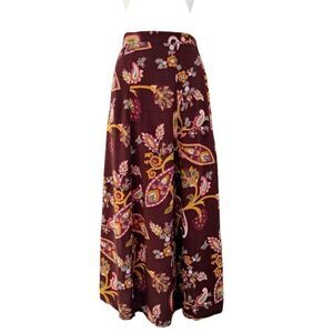 Vintage 90s Diane Von Furstenberg Paisley Floral  Maxi Skirt Brown Size Medium